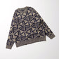 geometric crew knit -navy-